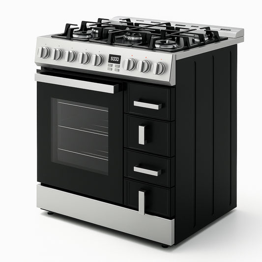 Velori Atelier Series™ – 90cm Pro Gas Range (Drawer Stack Design)