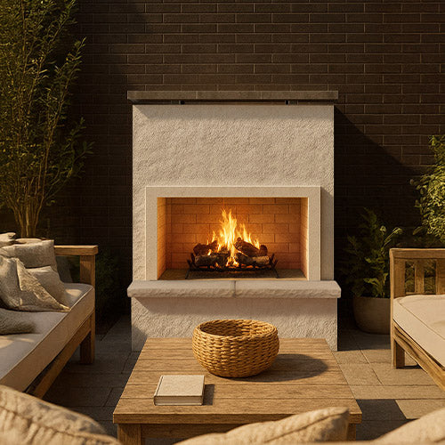 Cal Flame Monterey – Modern Outdoor Gas Fireplace W/ Bottom Mantel - manufacturer product image