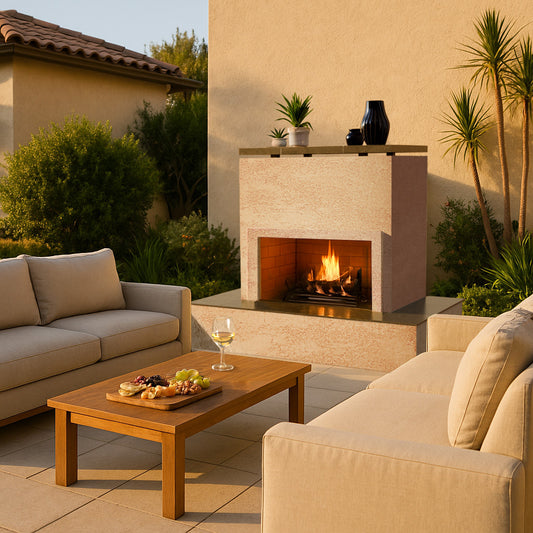 Cal Flame SAHARA Modern Outdoor Gas Fireplace w/ Wrap-Around Mantel - manufacturer product image