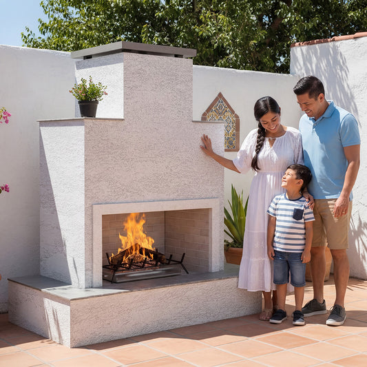 Cal Flame Tahiti – Contemporary Outdoor Gas Fireplace W/ Bottom Wrap-Around Mantel - manufacturer product image